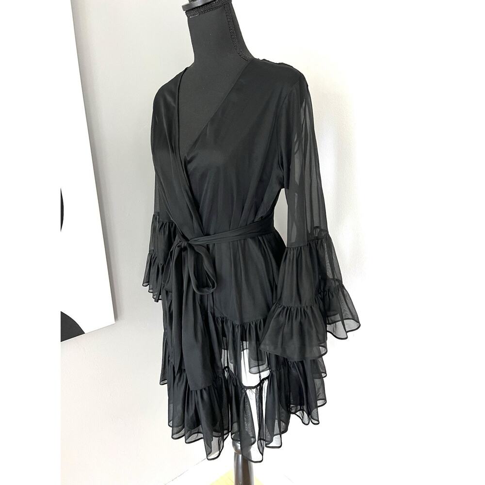 Betsey Johnson Sheer Ruffle Robe Size OS Large Mesh Cover Up Coquette Whimsigoth - Picture 12 of 12